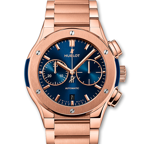 Hublot Classic Fusion Blue Chronograph King Gold Bracelet 45mm